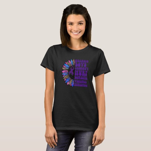 Because Love Shouldn't Hurt Domestic Violence Awar Tシャツ (正面フル)