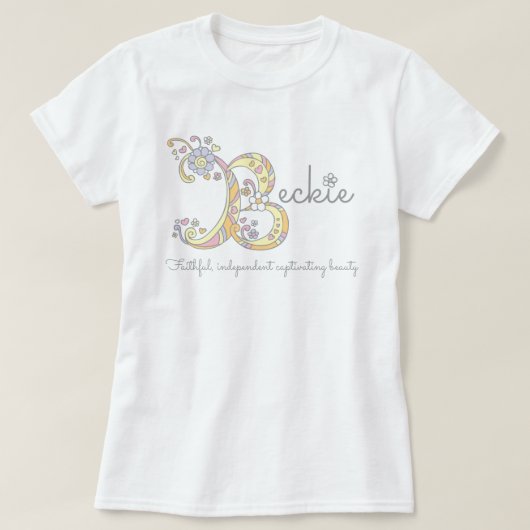 Beckie girls B nameモノグラムティーを意味する Tシャツ (デザイン正面)