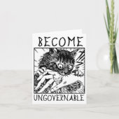 Become Ungovernable - Black Cat Biting Hand Funny カード (正面)