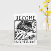 Become Ungovernable - Black Cat Biting Hand Funny カード (黄色い花)