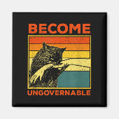 Become Ungovernable - Black Cat Biting Hand Funny  マグネット (正面)