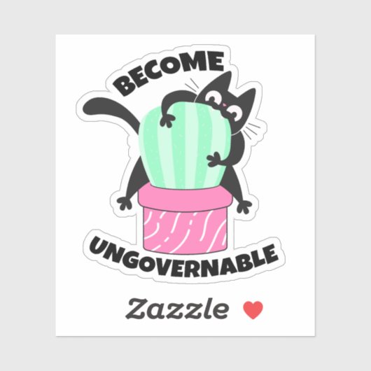 Become Ungovernable Cat Sticker – Cute Black Cat C シール (シート)