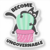 Become Ungovernable Cat Sticker – Cute Black Cat C シール (正面)