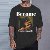  "Become Ungovernable" Funny Black Cat Biting Hand Tシャツ