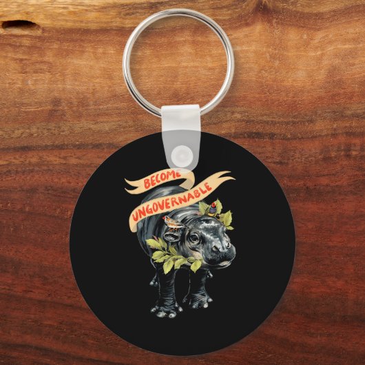 Become Ungovernable Funny Moo-deng  キーホルダー (正面)