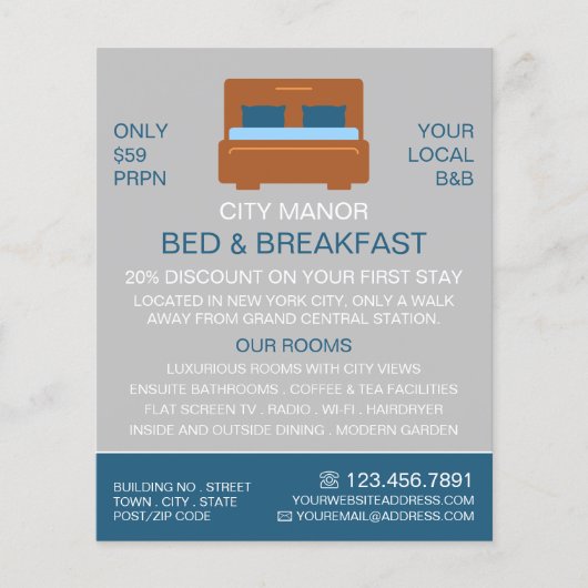 Bed Logo, Bed & Breakfast Accommodation Advert チラシ (正面)