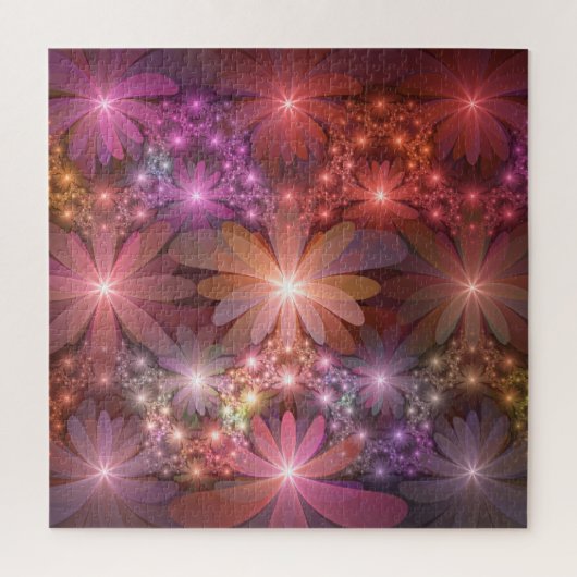 Bed Of Flowers Colorful Shiny Abstract Fractal Art ジグソーパズル (縦)