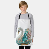 Bedazzled Diamond Swan Gold Crystal Bling エプロン (着用した状態)