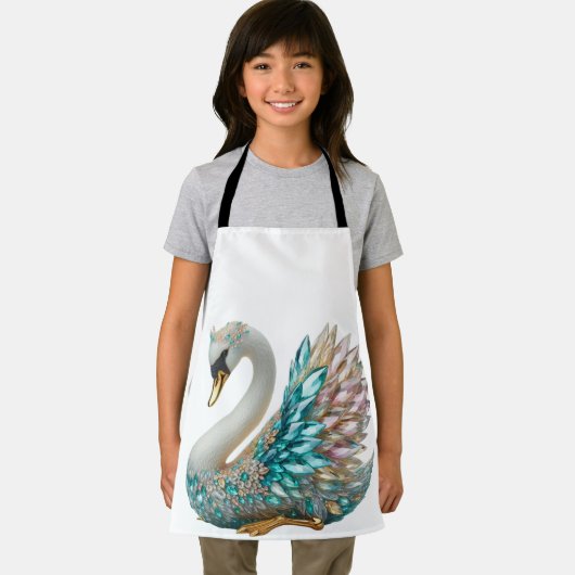 Bedazzled Diamond Swan Gold Crystal Bling エプロン (インサイチュ)