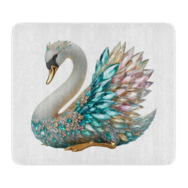 Bedazzled Diamond Swan Gold Crystal Bling カッティングボード
