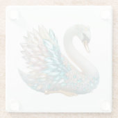 Bedazzled Diamond Swan Gold Crystal Bling ガラスコースター (裏面)