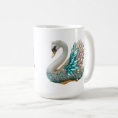 Bedazzled Diamond Swan Gold Crystal Bling コーヒーマグカップ (正面右)