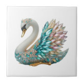 Bedazzled Diamond Swan Gold Crystal Bling タイル (正面)