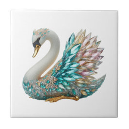 Bedazzled Diamond Swan Gold Crystal Bling タイル