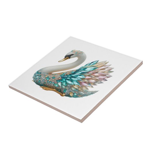 Bedazzled Diamond Swan Gold Crystal Bling タイル (側面)