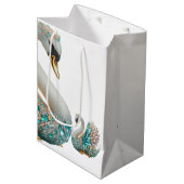 Bedazzled Diamond Swan Gold Crystal Bling ミディアムペーパーバッグ (正面アングル)