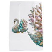 Bedazzled Diamond Swan Gold Crystal Bling ミディアムペーパーバッグ (裏面)