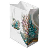 Bedazzled Diamond Swan Gold Crystal Bling ミディアムペーパーバッグ (裏面アングル)