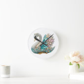 Bedazzled Diamond Swan Gold Crystal Bling ラウンド壁時計 (ホーム)