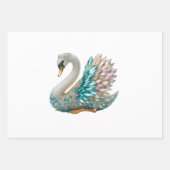 Bedazzled Diamond Swan Gold Crystal Bling ラッピングペーパーシート (正面3)