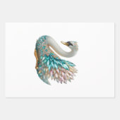 Bedazzled Diamond Swan Gold Crystal Bling ラッピングペーパーシート (正面2)