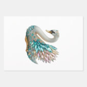 Bedazzled Diamond Swan Gold Crystal Bling ラッピングペーパーシート (正面)