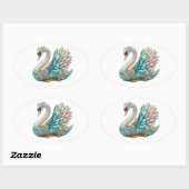Bedazzled Diamond Swan Gold Crystal Bling 楕円形シール (シート)