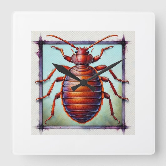 Bedbug dorsal view 060924IREF242 - Watercolor スクエア壁時計 (正面)