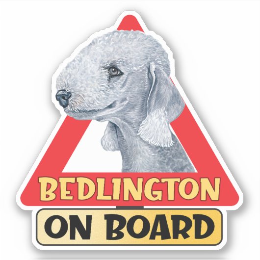 Bedlington On Board Terrier Dog Red Traffic Sign シール (正面)
