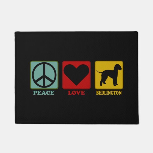 Bedlington Terrier Dog Peace Love Gift for Owner ドアマット (正面)