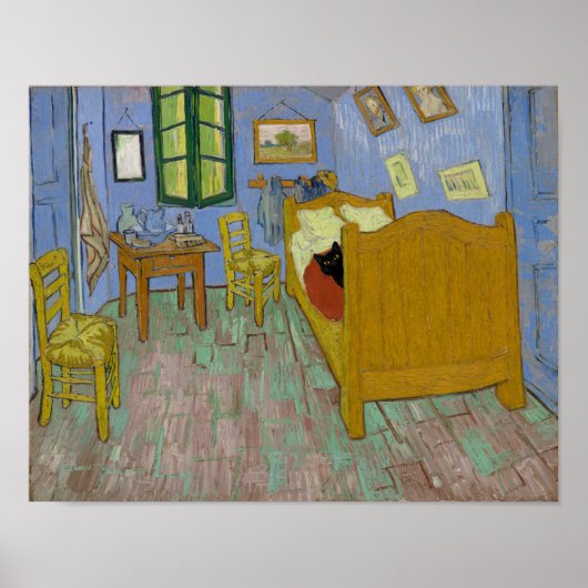 Bedroom in Arles with a black cat - Van Gogh ポスター (正面)