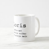 Bedrukt met naam en koffie instructies コーヒーマグカップ (正面右)
