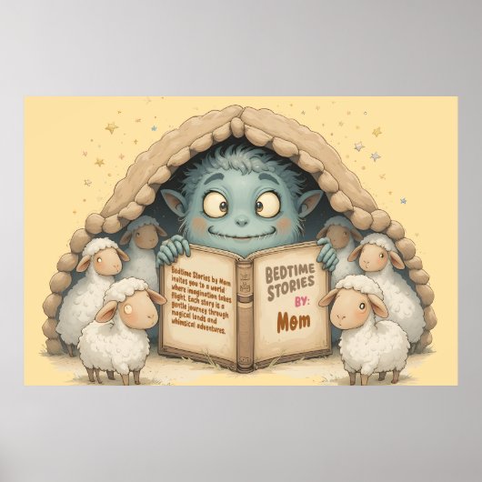 Bedtime Stories by Mom Cute Monster Baby Blanket ポスター (正面)