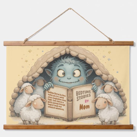 Bedtime Stories by Mom Cute Monster Baby Blanket 吊り下げ型タペストリー (正面)