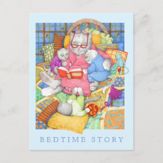 BEDTIME STORYはがき/青 ポストカード (正面)