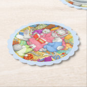 BEDTIME STORYスカロップラウンドコースター – 青 ペーパーコースター (アングル)