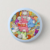 BEDTIME STORYラウンドボタン – 青 缶バッジ (正面)