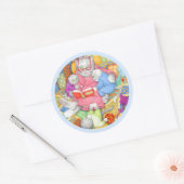 BEDTIME STORYラージラウンドスタンプ – 青 ラウンドシール (封筒)