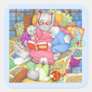 BEDTIME STORY大四角ステッカー – 青 スクエアシール