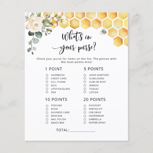 Beeあなたの財布の赤ちゃんシャワーゲームに何がある (正面)