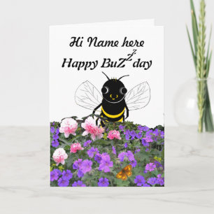 Beeおもしろい誕生日カード、名前の追加 カード