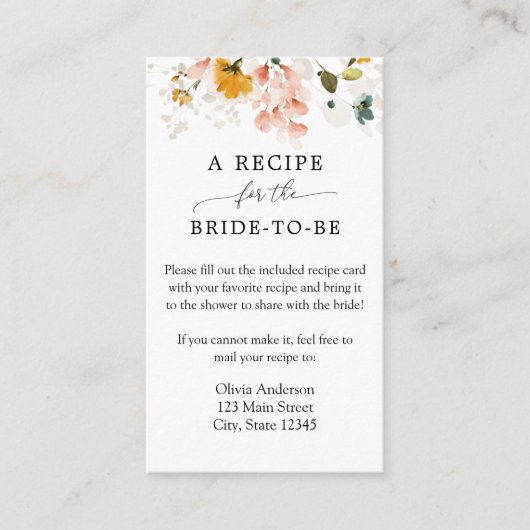 Beeおよびヴィンテージフローラブライダルレシピ要求 エンクロージャーカード (正面)