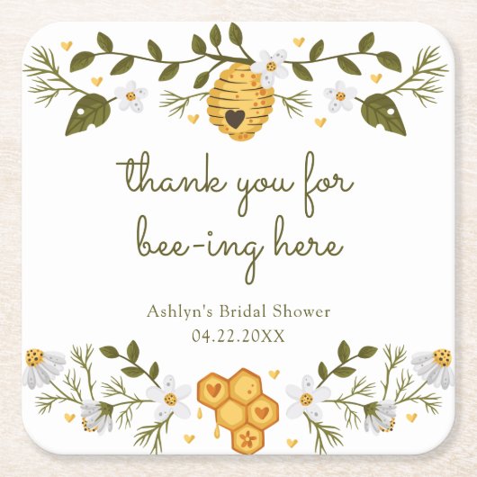 Beeがここに来てくれてありがとう ペーパーコースター (正面)