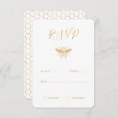 BeeとゴールデンハニカムパターンRSVP 2 出欠カード (正面/裏面)