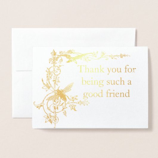 Beeと友達のヴィンテージモチーフをありがとう 箔カード (封筒付き正面)