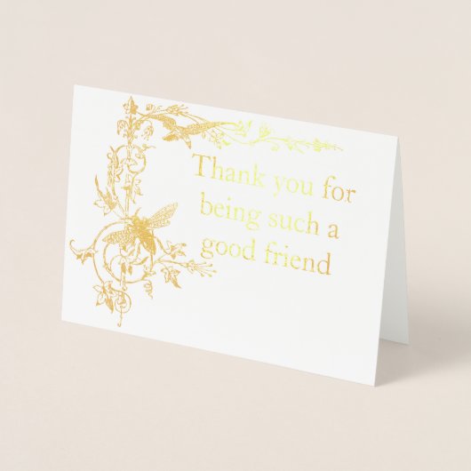 Beeと友達のヴィンテージモチーフをありがとう 箔カード (正面)