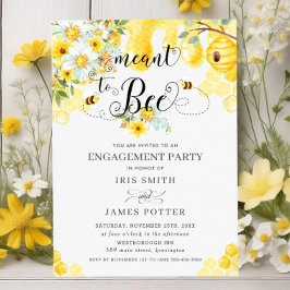 Beeに縁がある黄色の花とミツバチのエンゲージメント 招待状