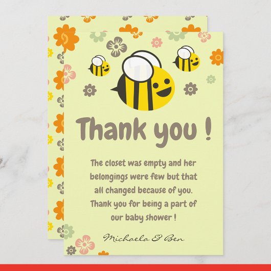 Beeのお礼カード Sweet as can bee Mommy to bee サンキューカード