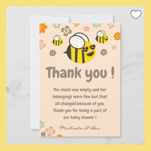 Beeのお礼カード Sweet as can bee Mommy to bee サンキューカード