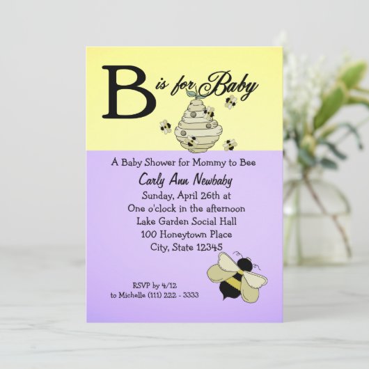 Beeはベビーシャワー用 招待状 (スタンド正面)